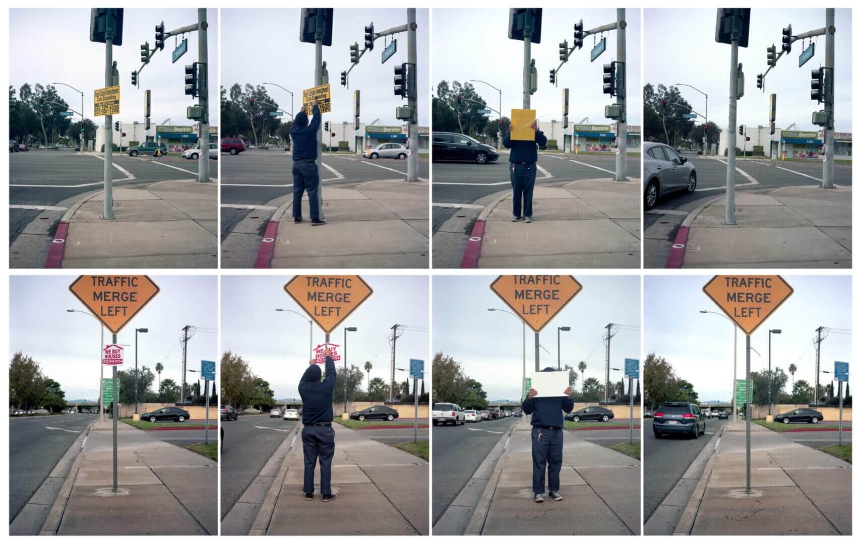 A man standing on the side of a road.